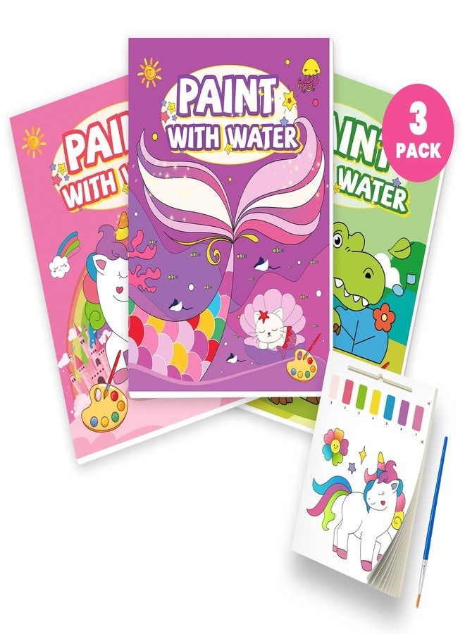Gocozer 3PCS Paint With Water Books for Kids 20 Page Each,Unicorn Mermaid & Dinosaur Watercolor Paint Book Set for Kid,Toddlers Color Coloring Painting Drawing Set,Mess Free Toys Gifts for Kid Age 3 4 5 6 7 8 - Image 1